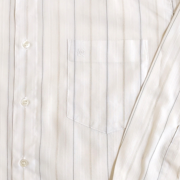 Pierre Cardin Men's Dress Shirt with embroidered logo and multi color stripes. - Picture 4 of 7